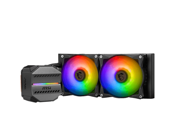 MSI MAG CORELIQUID M240 240mm Liquid Cooler with ARGB Lighting and Two Ball Bearing Fans - MAG CORELIQUID M240