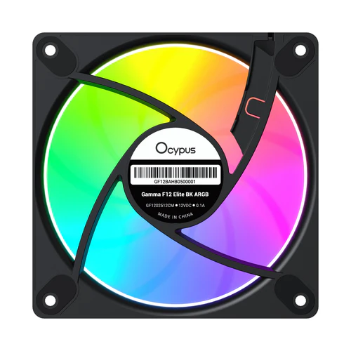 Ocypus GAMMA F12 ELITE ARGB Chassis Fan 120mm 56 CFM 1.8mm H2O Black 3 in 1 - GAMMA-F12-BK3AM00E-GL