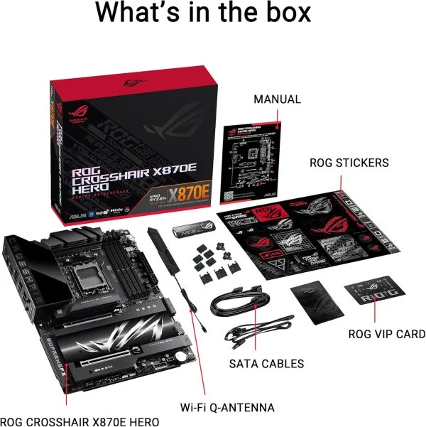 Asus ROG Crosshair X870E Hero BTF ATX Motherboard AMD X870E Chipset DDR5 PCIe 5.0 WiFi 7 USB4 - ROG CROSSHAIR X870E HERO BTF