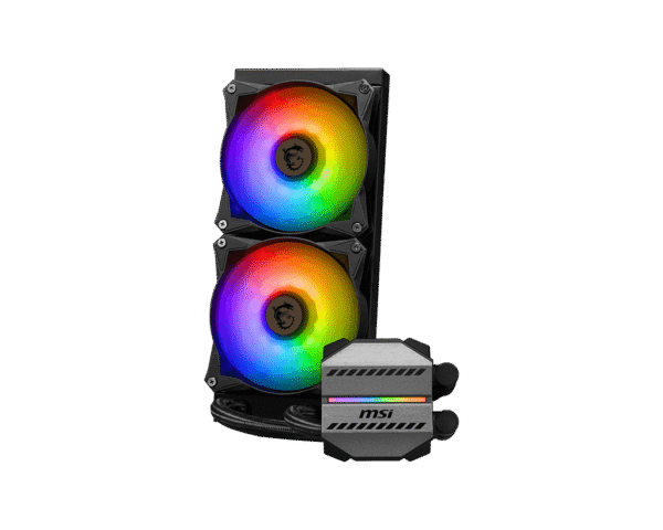 MSI MAG CORELIQUID M240 240mm Liquid Cooler with ARGB Lighting and Two Ball Bearing Fans - MAG CORELIQUID M240