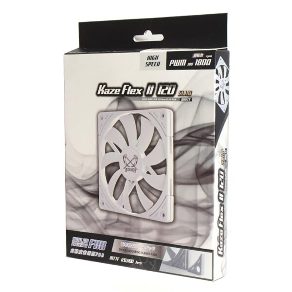 Scythe Kaze Flex II 120 Slim PWM 1800 RPM Cooling Fan White - KFS1215FD18W-P