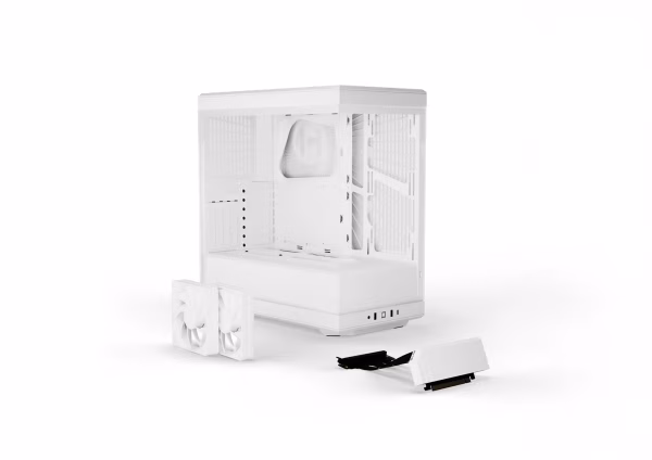 HYTE Y40 ATX Mid Tower Case Snow White with Panoramic Glass and PCIe 4.0 Riser - CS-HYTE-Y40-WW