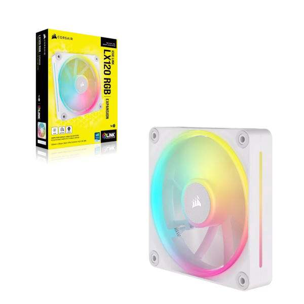 4 CORSAIR iCUE LINK LX120 RGB White 120mm PWM Fan Magnetic Dome Bearing - CS-CO-9051029-WW