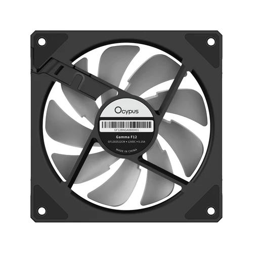 OCYPUS Gamma F12 ARGB PWM Chassis Fan 120mm 50 CFM 1.65mm H2O Black - GAMMA-F12-BK1AM00X-GL