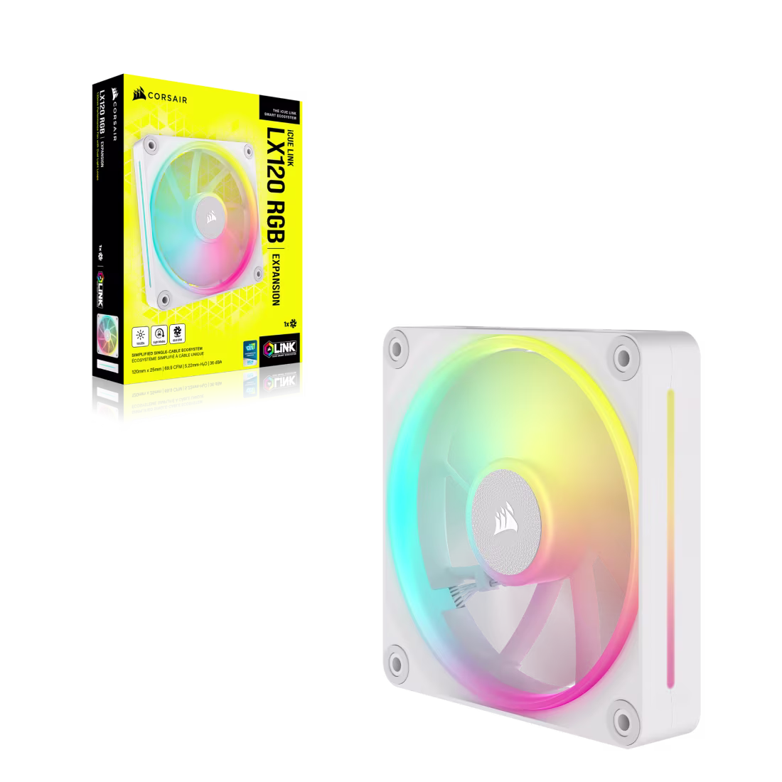 CORSAIR iCUE LINK LX120 RGB White 120mm PWM Fan Magnetic Dome Bearing - CS-CO-9051029-WW 4 CORSAIR iCUE LINK LX120 RGB White 120mm PWM Fan Magnetic Dome Bearing - CS-CO-9051029-WW - Image 4