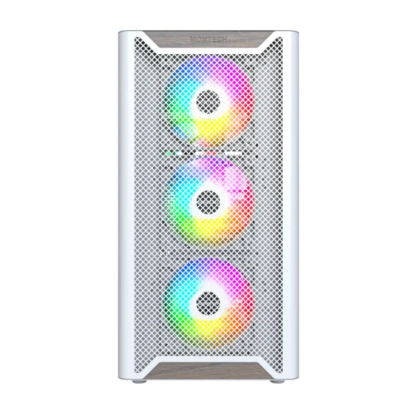 MONTECH XR Wood White ATX Mid-Tower Case Walnut Panel ARGB 360mm Radiator Support - XR Wood White