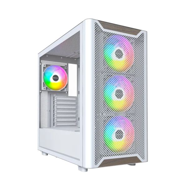 MONTECH XR Wood White ATX Mid-Tower Case Walnut Panel ARGB 360mm Radiator Support - XR Wood White