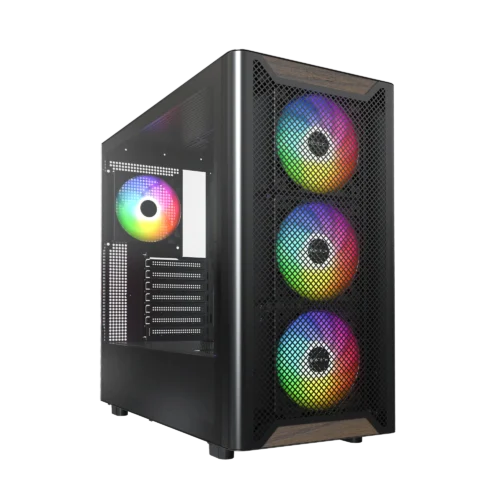 MONTECH XR Wood Black ATX Mid-Tower Case Walnut Panel ARGB 360mm Radiator Support - XR Wood Black