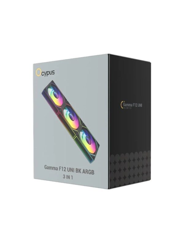 Ocypus GAMMA F12 UNI ARGB Chassis Fan 120mm 50 CFM 1.65mm H2O Black 3 in 1 - GAMMA-F12-BK3AM00U-GL