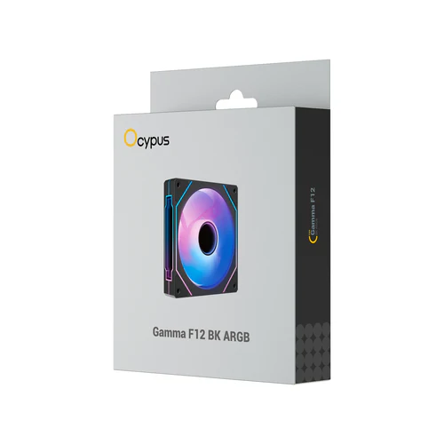 OCYPUS Gamma F12 ARGB PWM Chassis Fan 120mm 50 CFM 1.65mm H2O Black - GAMMA-F12-BK1AM00X-GL