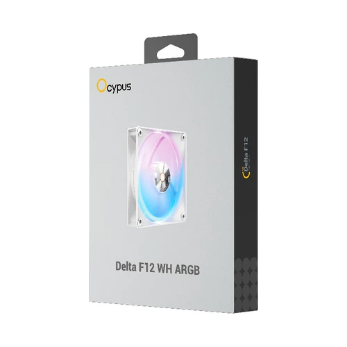 OCYPUS Delta F12 ARGB PWM Chassis Fan 120mm 73 CFM 4.3mm H2O White - DELTA-F12-WH1AM00X-GL