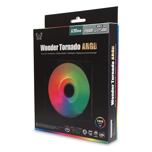Scythe Wonder Tornado 120 PWM ARGB Chassis Fan 120mm 75.17 CFM 2500 RPM - WT1225FD25AR-P