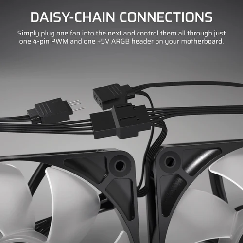 CORSAIR RS140 ARGB 140mm PWM Fan Dual Pack Magnetic Dome Bearing AirGuide Technology White - CO-9050187-WW