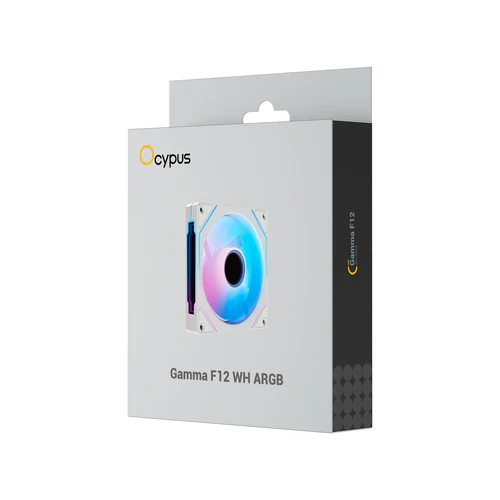 OCYPUS Gamma F12 ARGB PWM Chassis Fan 120mm 50 CFM 1.65mm H2O White - GAMMA-F12-WH1AM00X-GL