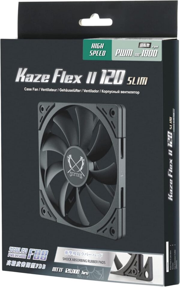 Scythe Kaze Flex II 120 Slim PWM 1800 RPM Cooling Fan - KFS1215FD18-P