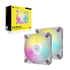 CORSAIR AF120 RGB SLIM White 120mm PWM Fan Dual Pack Fluid Dynamic Bearing 15mm Thin Profile - CO-9050165-WW