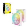 CORSAIR iCUE LINK LX140 RGB White 140mm PWM Fan Starter Kit Dual Pack Magnetic Dome Bearing Dual Light Loops - CO-9051032-WW
