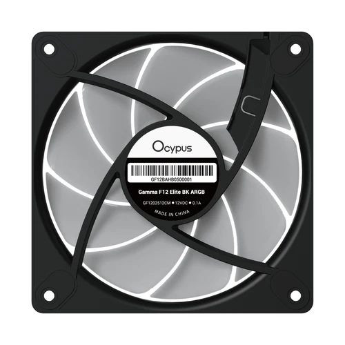 Ocypus Gamma F12 Elite ARGB Chassis Fan 120mm 56 CFM 1.8mm H2O Black - GAMMA-F12-BK1AM00E-GL