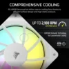 7 CORSAIR RS140 ARGB Chassis Fan 140mm 95.5 CFM 3.46mm H2O White - CS-CO-9050186-WW
