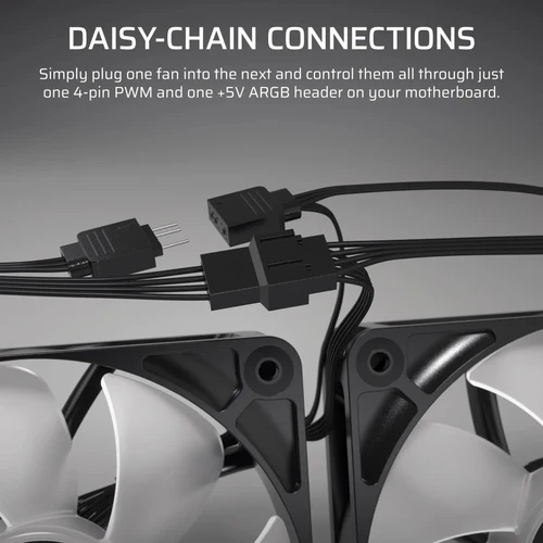 7 CORSAIR RS140 ARGB 140mm PWM Fan Dual Pack Magnetic Dome Bearing AirGuide Technology - CO-9050183-WW