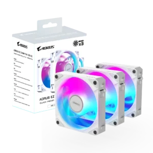AORUS EZ CHAIN FAN 120 ICE 120mm ARGB Fan Triple Pack Hydraulic Dynamic Bearing White - GP-ECFAN1203-ICE