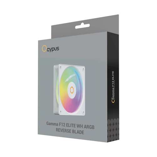 Ocypus Gamma F12 Elite ARGB Reverse Blade Chassis Fan 120mm 56 CFM 1.8mm H2O White - GAMMA-F12-WH1AM01E-GL