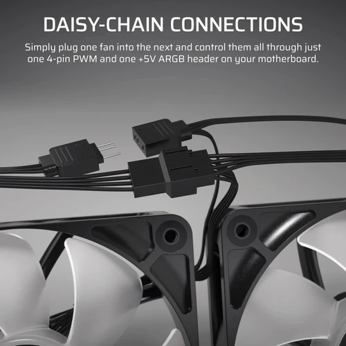 CORSAIR RS120 ARGB Chassis Fan 120mm 72.8 CFM 4.15mm H2O White - CS-CO-9050184-WW