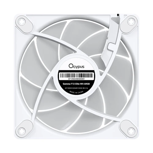 OCYPUS GAMMA F12 ELITE ARGB Chassis Fan 120mm 56 CFM 1.8mm H2O White - GAMMA-F12-WH1AM00E-GL