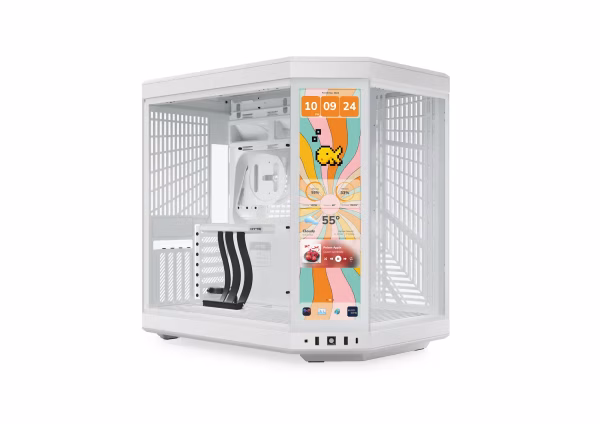 HYTE Y70 Touch Infinite Snow White Dual Chamber Mid-Tower ATX Case 14.9-inch IPS 2.5K Touchscreen - CS-HYTE-Y70TTI-WW