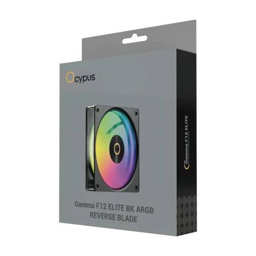 Ocypus Gamma F12 Elite ARGB Reverse Blade Chassis Fan 120mm 56 CFM 1.8mm H2O Black - GAMMA-F12-BK1AM01E-GL