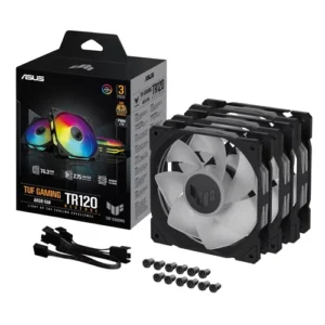 ASUS TUF Gaming TR120 ARGB 120mm PWM Fan Triple Pack Hydraulic Bearing 28mm Thick Black - TUF GAMING TR120 FAN ARGB BLACK 3IN1