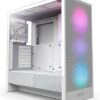 NZXT H5 Flow RGB White (2024) Mid-Tower Case with Tempered Glass and RGB Fans - CC-H52FW-R1