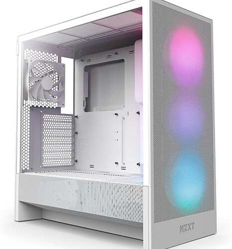 NZXT H5 Flow RGB White (2024) Mid-Tower Case with Tempered Glass and RGB Fans - CC-H52FW-R1