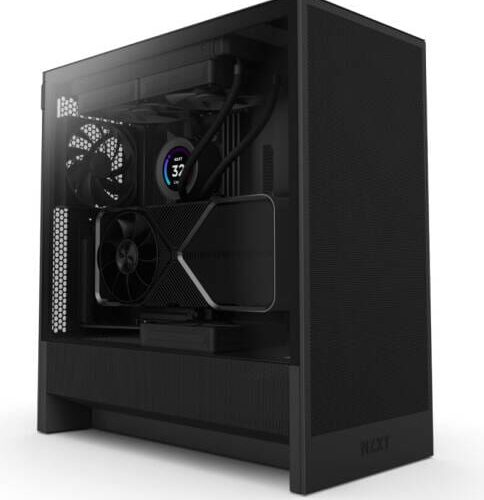 NZXT H5 Flow Black (2024) Mid-Tower Case with Tempered Glass and F120Q Fans - CC-H52FB-01