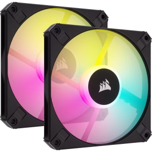 CORSAIR AF120 RGB Slim 120mm Fluid Dynamic Bearing Fan 56.3 Twin Pack CFM 27.5 dBA PWM - CS-CO-9050163-WW