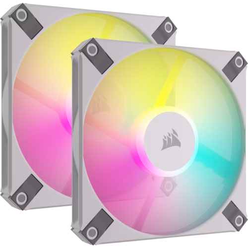 CORSAIR AF120 RGB SLIM White 120mm PWM Fan Dual Pack Fluid Dynamic Bearing 15mm Thin Profile - CO-9050165-WW