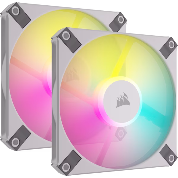 CORSAIR AF120 RGB SLIM White 120mm PWM Fan Dual Pack Fluid Dynamic Bearing 15mm Thin Profile - CO-9050165-WW