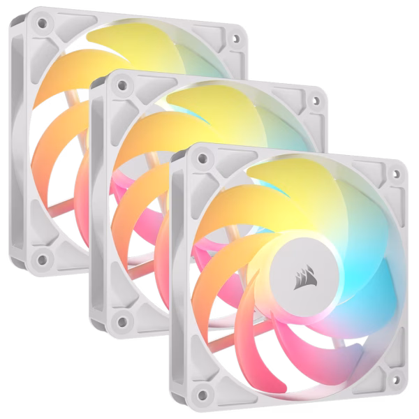 CORSAIR RS120-R ARGB 120mm PWM Reverse Fan Triple Pack Magnetic Dome Bearing White - CO-9050197-WW
