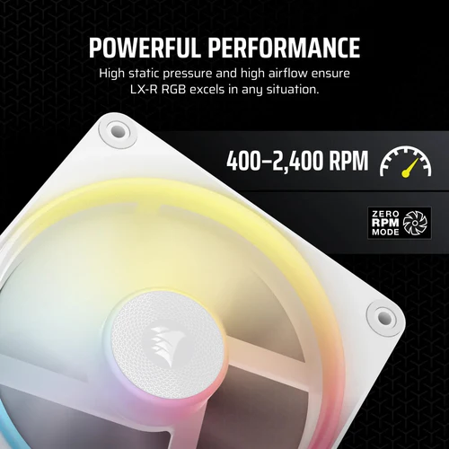 CORSAIR iCUE LINK LX120-R RGB White 120mm PWM Reverse Fan Magnetic Dome Bearing - CS-CO-9051053-WW