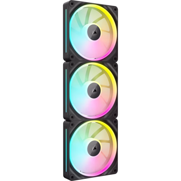 CORSAIR iCUE LINK LX120 RGB 120mm PWM Black Fan Starter Kit Triple Pack Magnetic Dome Bearing Dual Light Loops - CO-9051026-WW