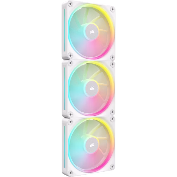 LX120_RGB_WHT_01 CORSAIR iCUE LINK LX120 RGB White 120mm PWM Fan Starter Kit Triple Pack Magnetic Dome Bearing Dual Light Loops - CO-9051030-WW