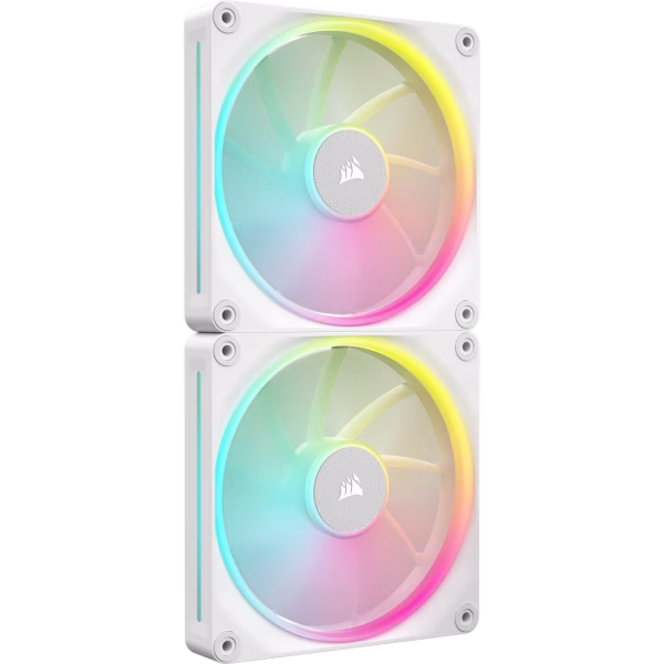 CORSAIR iCUE LINK LX140 RGB White 140mm PWM Fan Starter Kit Dual Pack Magnetic Dome Bearing Dual Light Loops - CO-9051032-WW