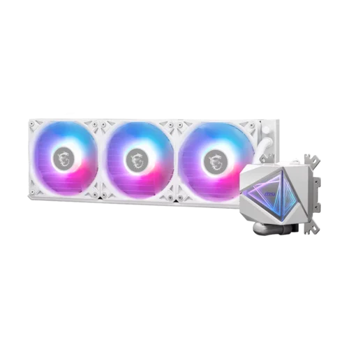 MSI MAG CoreLiquid I360 White 360mm AIO Liquid Cooler for Intel LGA 1851/1700 and AMD AM5/AM4, ARGB Gen2 Lighting - MAG CORELIQUID I360 WHITE