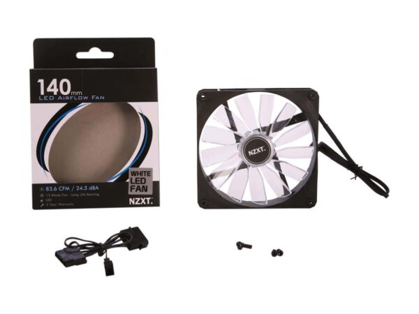 NZXT FZ-140mm LED Airflow Fan - White - RF-FZ140-W1 3 NZXT FZ-140mm LED Airflow Fan - White - RF-FZ140-W1