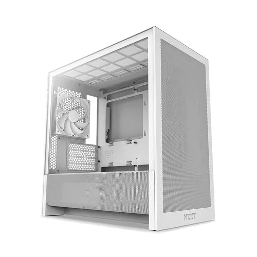 NZXT H3 Flow White Micro-ATX Case with Tempered Glass and F120Q Fan - CC-H31FW-01
