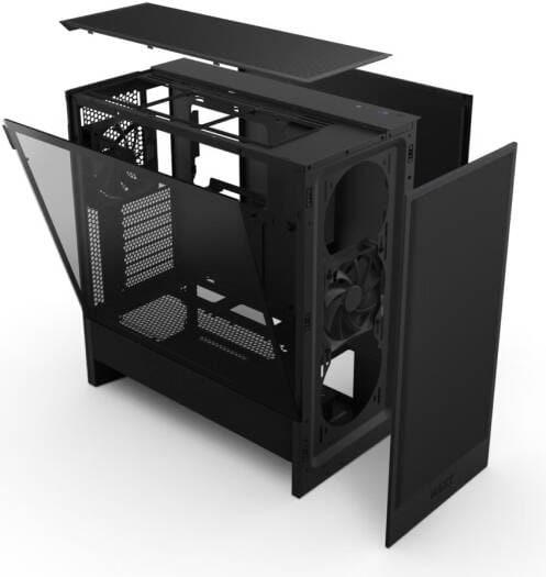 NZXT H5 Flow Black (2024) Mid-Tower Case with Tempered Glass and F120Q Fans - CC-H52FB-01