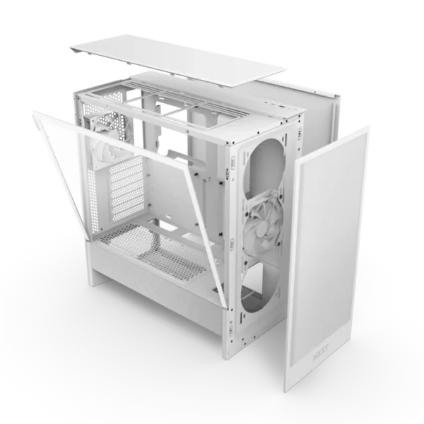 NZXT H5 Flow White (2024) Mid-Tower Case with Tempered Glass and F120Q Fans - CC-H52FW-01