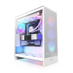 NZXT H7 Flow RGB 2024 White Mid-Tower Case ATX 420mm Radiator Support Tempered Glass - CM-H72FW-R1