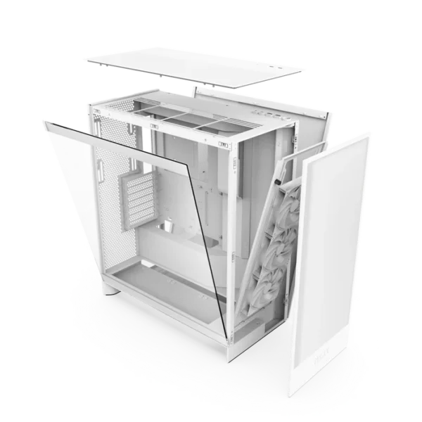 NZXT H7 Flow RGB 2024 White Mid-Tower Case ATX 420mm Radiator Support Tempered Glass - CM-H72FW-R1