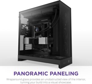 NZXT H9 Flow 2025 Black Mid-Tower Case ATX 420mm Radiator Support Tempered Glass - CM-H92FB-01